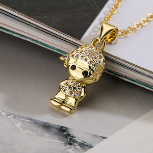 Collier avec pendentifs pour bébés, garçons, filles, enfants, en argent sterling 925 plaqué rhodium, zircon CZ micro-pavé, pour les occasions de fête - Product Image 5