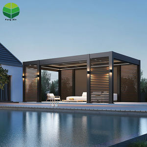 Pérgola de Aluminio con Rejillas para Jardín Moderno de 10x10, 13x10, 13x13, 20x13 Pies, Cubierta de Lujo para Patio, Pérgola Motorizada Automática para Exteriores - Product Image 4