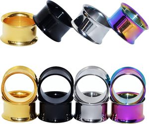 Calibradores de doble llamarada Piercing de oreja Tornillo de estiramiento Ajuste Túneles Calibre Tapones para los oídos de acero inoxidable Túnel de carne Calibradores de oreja - Product Image 5