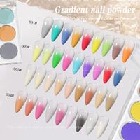 Palette de poudre à ongles dégradée en 9 couleurs/ensemble, rose nude, néon, pigment chromé miroir magique solide, palette de poudre à ongles