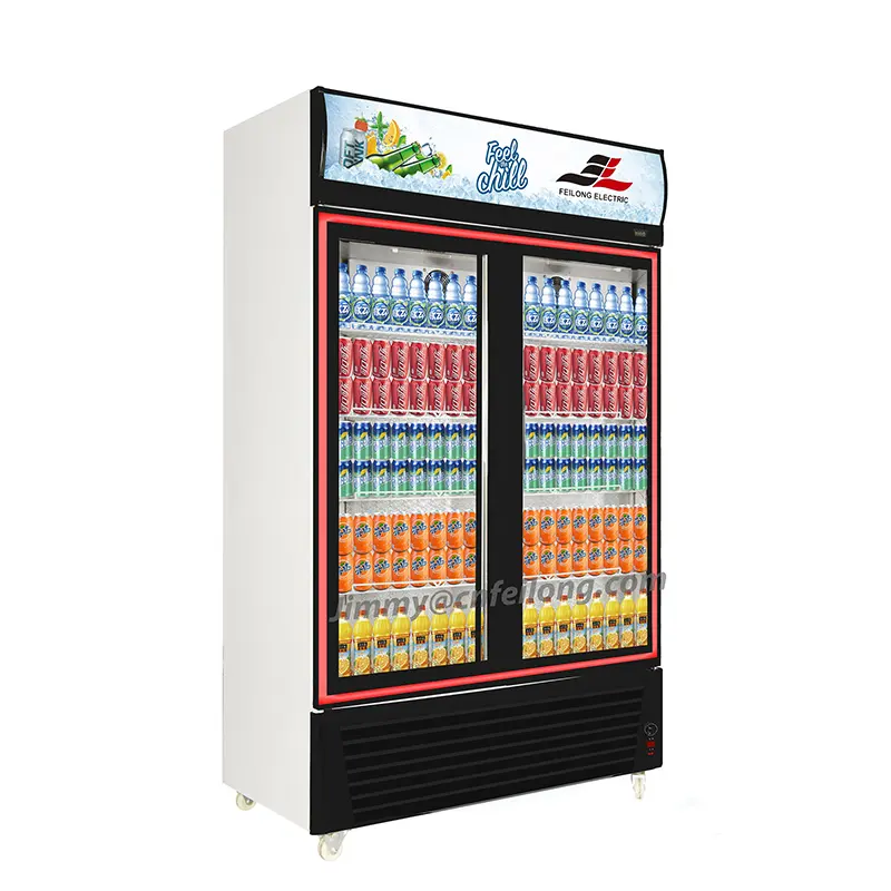 LSC-1080Y飲料クーラー2ドアディスプレイ直立冷凍庫
