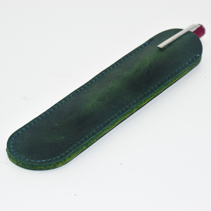 Simple Pen Pouch Genuine Leather <b>Pencil</b> <b>Case</b> Vintage Crazy Horse Leather Pen Holder Handmade - Product Image 4