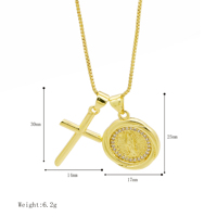 Collier croix en cuivre, 1 pièce, pendentif design tendance, chaîne de clavicule, cadeau pour la Saint-Valentin et la fête des mères, bijoux empilables à la mode