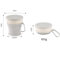 Gobelet pliable en silicone de qualité alimentaire sans BPA de 250 ml, pour le camping en plein air, les voyages, le café, avec mousqueton, réutilisable