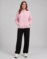 Veste polaire rose pour femme, entièrement zippée, col montant, chaude, pour l'automne et l'hiver, usage quotidien