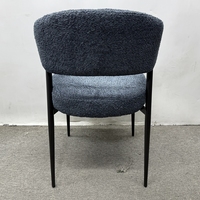 Vente d'usine - Chaise d'appoint bleu marine en bouclette, dossier incurvé contemporain, chaise de salle à manger confortable et rembourrée pour restaurant