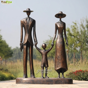 Statue de famille aimante en bronze abstrait grandeur nature, sur mesure, pour jardin extérieur, art commémoratif, décoration - Product Image 2