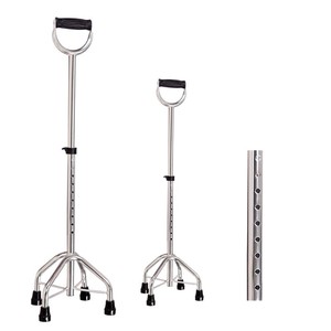 Bastón de cuatro patas con mango redondo cerrado y 10 ajustes regulables para adaptarse a la mayoría de las personas de diferentes estaturas. - Product Image 1