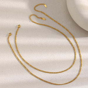 Collar de Acero Inoxidable con Cadena Figaro Chapada en Oro de 18k PVD para Hombre y Mujer, Ancho de 3 mm - Product Image 3