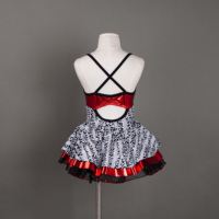 Robe de danse pour enfants à blocs de couleurs rouge-noir pour les spectacles de performance