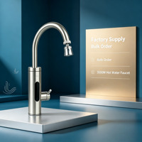 Robinet d'eau chaude instantanée électrique entièrement en acier inoxydable, design col de cygne rotatif, autoportant, étanche IPX4, pour camping-car, extérieur, voiture
