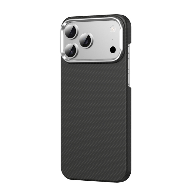 For Magnetic Carbon Fiber Phone Case for 17 Pro-Shockproof Hard Back Cover Wireless Charge Anti-Fingerprint Features