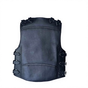 Gilet Moto Homme en Modal Col V Fermeture Éclair Décor Rivets Couleur Unie Imperméable Style Hiver 220g Non-tissé - Product Image 2