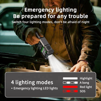 Nouveau Compresseur d'Air Portable 12V pour Voiture 8000mAh avec Jauge de Pression Numérique ABS, Gonflage Rapide, Lumière d'Urgence, Gonfleur de Pneus et Démarreur d'Urgence