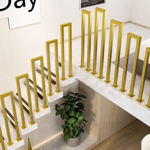 Barandillas y pasamanos de hierro forjado <span class=keywords><strong>dorado</strong></span> para interiores y exteriores, balaustres de escalera de Metal, balaustradas para balcón/barandilla de cubierta - Product Image 2