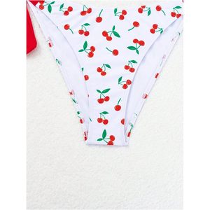 Ensemble de bikini personnalisé pour femme, imprimé cerises, maillot de bain deux pièces, dos croisé, lacets, extensible, spandex, nylon - Product Image 1