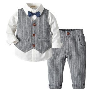 Nuevo conjunto de ropa de moda para niños de otoño, 3 piezas, camisas europeas de 1 a 3 años, vestido de <span class=keywords><strong>boda</strong></span> para bebés, trajes para niños - Product Image 2