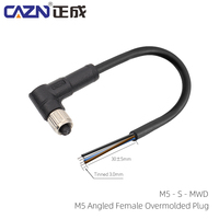 Konektor M5 3Pin 4Pin Male Overmolded Plug Kabel PUR dengan Kabel Set 1M 2M 5M untuk Aplikasi Otomotif