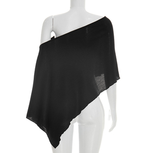 Viviblook Y26TP043 T-shirt décontracté pour femme, haut court sexy et ample à bords irréguliers pour dames - Product Image 5