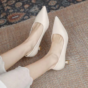 Y nero <span class=keywords><strong>Beige</strong></span> 3-5cm tacchi bassi a spillo per <span class=keywords><strong>donna</strong></span> pump <span class=keywords><strong>scarpe</strong></span> a punta per ufficio - Product Image 3
