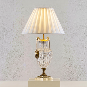 Minimalist Glass Table <b>Lamp</b> With Beige Shade Unique Design Decorative <b>Lighting</b> Fixture - Product Image 6