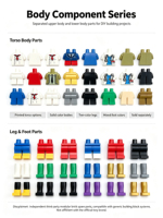 Leere Mini-Modulfiguren-Bausteine, Mix aus Hüten, Haaren, Köpfen, bedruckten Oberteilen, Hosen, individuelle Logo- und Musteranpassung