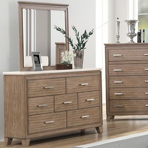 Commode contemporaine en bois clair avec miroir - Commode de chambre à coucher avec plateau en marbre - Product Image 3