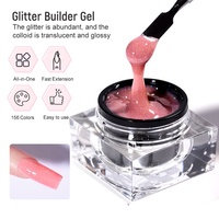 R S Nail Gel de construction pour ongles à paillettes 156 couleurs, logo personnalisé, sans HEMA, sans TPO, gel dur pour extension d'ongles acryliques