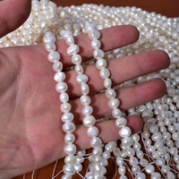 Collier de perles baroques d'eau douce 7-8 mm, qualité moyenne AA+, perles d'eau douce cultivées