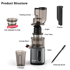 Extracteur de jus lent électrique commercial en acier inoxydable pour smoothies frais, fruits et agrumes - Product Image 4