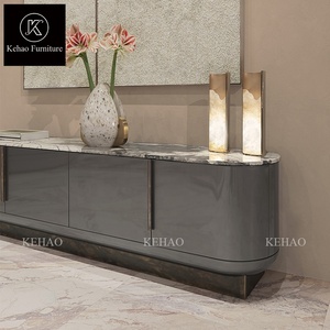 El último diseñador italiano de mármol superior sala de estar soporte de <span class=keywords><strong>TV</strong></span> gabinete de acero inoxidable brillante <span class=keywords><strong>muebles</strong></span> gabinete bajo <span class=keywords><strong>para</strong></span> sala de estar - Product Image 4