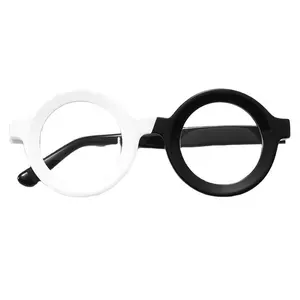 Hengtai Retro acetato redondo moda óculos tartaruga preta grosso design itália óculos ópticos na moda armação para mim