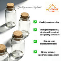 Flacons en verre transparent de haute qualité 5 ml/10 ml/15 ml/20 ml/50 ml, flacons d'échantillons vides, flacons en verre, flacons à vœux avec bouchon en liège