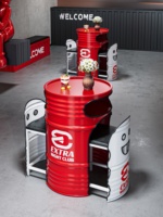 Set Meja dan Kursi Bar Kombinasi Logam Industrial untuk Kafe/Barbeque Outdoor Kreatif, Dapat Disesuaikan, untuk Komersial