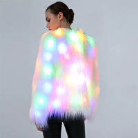 Manteau en fausse fourrure pelucheuse, manteau LED de Noël, costume de soirée en boîte de nuit d'Halloween, veste en fourrure Teddy pour femme, veste en fourrure pour banquet d'hiver