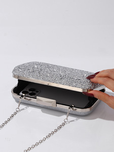 Custom Classic Sparkling Chain Evening <b>Clutch</b> Women Rhinestone Sequin Party Purse Fashion Crossbody Polyester Bag Prom <b>Wedding</b> - Product Image 4