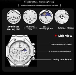 Nuovo <span class=keywords><strong>Orologio</strong></span> Meccanico <span class=keywords><strong>Automatico</strong></span> da <span class=keywords><strong>Uomo</strong></span> con Tre Quadranti, Sei Lancette e Fasi Lunari, Cinturino in <span class=keywords><strong>Acciaio</strong></span> Inossidabile, Orologi di Lusso per la Moda Maschile - Product Image 6