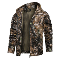 Veste de chasse imperméable, coupe-vent, respirante, en softshell ciré, camouflage léger orange canard, unisexe, adultes, ajustable