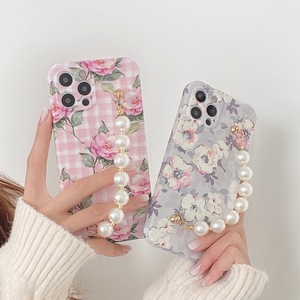 <span class=keywords><strong>Funda</strong></span> trasera para teléfono móvil samsung s22 ultra oneplus 8, carcasa con <span class=keywords><strong>cargador</strong></span> de flores suaves y cadena de perlas - Product Image 1