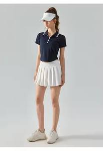 Chaqueta de golf de manga corta con media cremallera para <span class=keywords><strong>mujer</strong></span> de alta calidad, cuello de polo, logotipo frontal para ropa de <span class=keywords><strong>tenis</strong></span> - Product Image 2