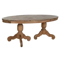 Table à manger en teck 220x110x78cm Double Support Naturel