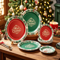 Assiettes en papier rondes jetables personnalisées en gros, multicolores, résistantes à la graisse, pour fêtes, pique-niques, mariages, barbecues et traiteurs