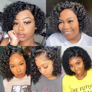 วิกผมแท้แบบลูกไม้สั้นทรงพิกซี่คัท สีธรรมชาติ <span class=keywords><strong>ผม</strong></span>บราซิลเรมี่  ไม่ต้องใช้กาว สำหรับผู้หญิงผิวสี - Product Image 5