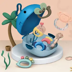 Réconfortant bébé sensoriel jouets de dentition bébé anneau de dentition sans BPA Silicone main saisir <span class=keywords><strong>hochet</strong></span> anneau hochets pour bébé - Product Image 1