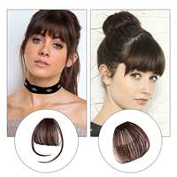 Franges plates en cheveux synthétiques naturels, extensions de cheveux à clipser, franges droites pour femmes