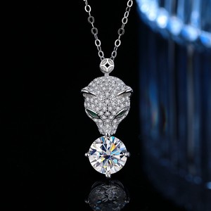Collar con Colgante de Cabeza de <span class=keywords><strong>Pantera</strong></span> Iced Out con Moissanita, Plata de Ley 925 Bañada en Oro, 1ct Multicolor, Estilo Hip Hop, Venta al por Mayor - Product Image 2