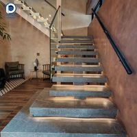 Escalier pliant distinctif en acier et bois, étanche, anti-corrosion, haute résistance, durable, longue durée de vie, écologique, simple, pour villa