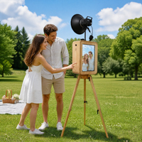 Photomaton portable rétro en bois à double écran tactile pour DSLR et iPad, miroir selfie pour location de mariage, fêtes et événements