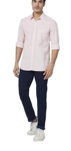 เสื้อเชิ้ตผู้ชายทรงเข้ารูป ผ้าฝ้ายถัก 100% แขนยาว สวมใส่สบาย ระบายอากาศได้ดี เป็นมิตรกับสิ่งแวดล้อม สีพื้น ผลิตในบังกลาเทศ รับผลิตแบบ ODM - Product Image 5