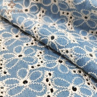 HAPPEAK doux coton Denim tissu fournisseurs en vrac Jacquard fleur broderie Denim tissu Textile pour la Production de vêtements